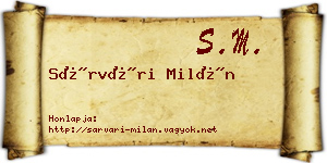 Sárvári Milán névjegykártya